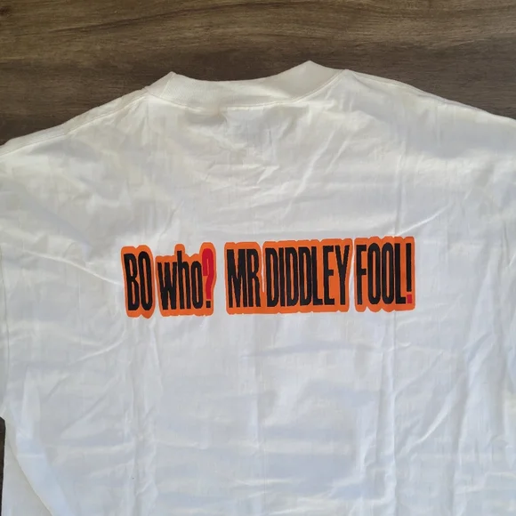 Vintage Bo Who MR DIDDLEY FOOL White T shirt Front Back Mens XL Blues Guitar